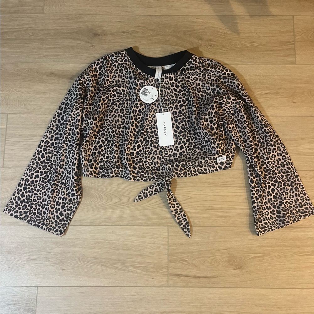 Varley Open Back Crop Milldale Cheetah Leopard Sweater Sweatshirt